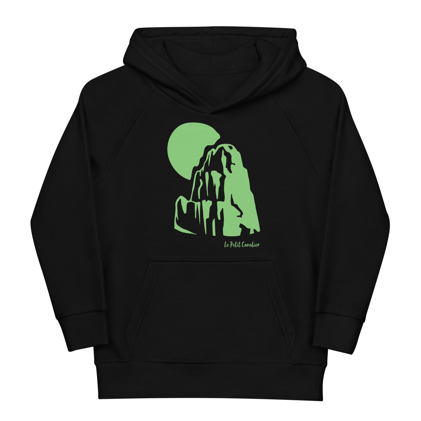 Sweat capuche enfant écologique - MOUNTAIN Logo avant Vert