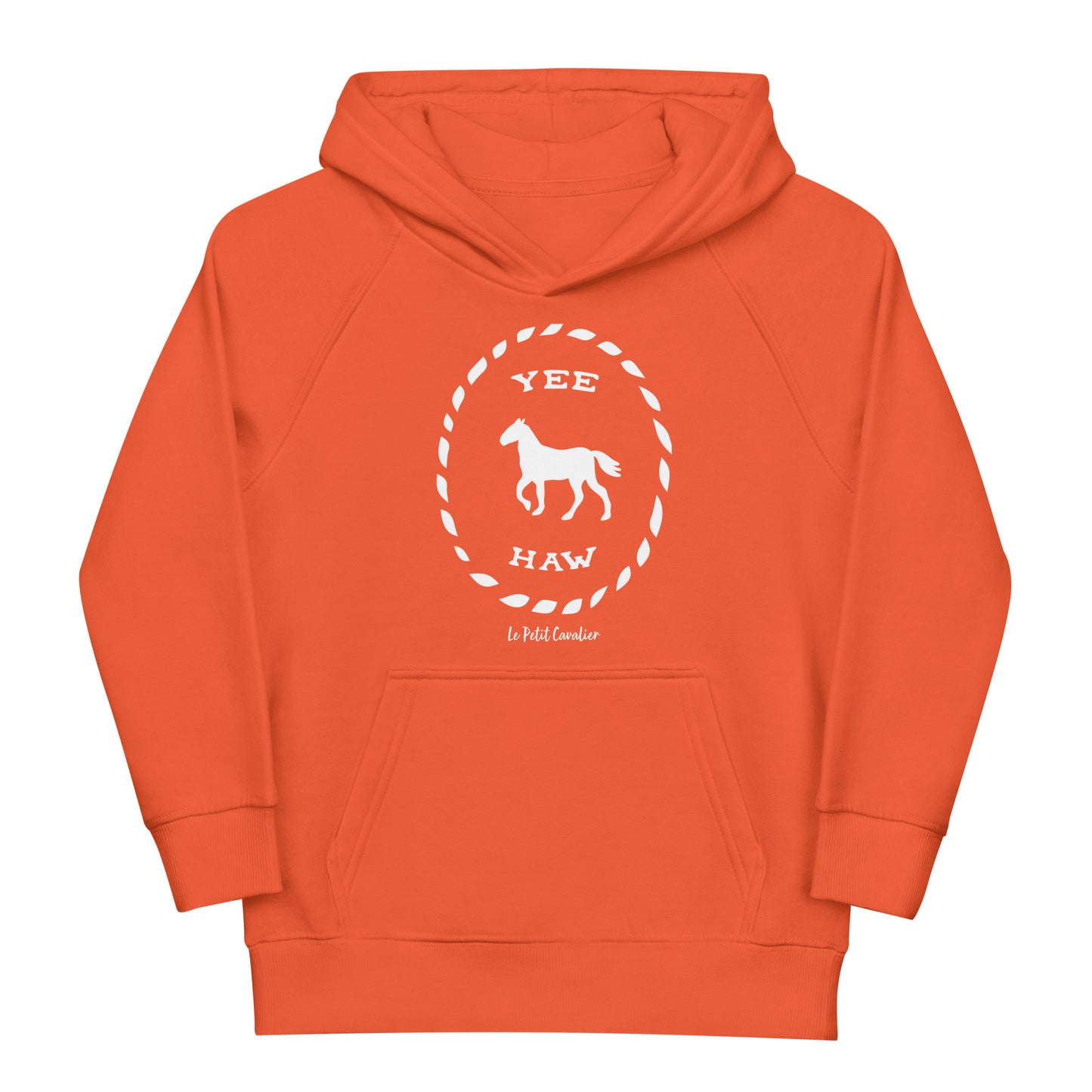 Sweat capuche enfant écologique - YEEHAW Logo avant blanc