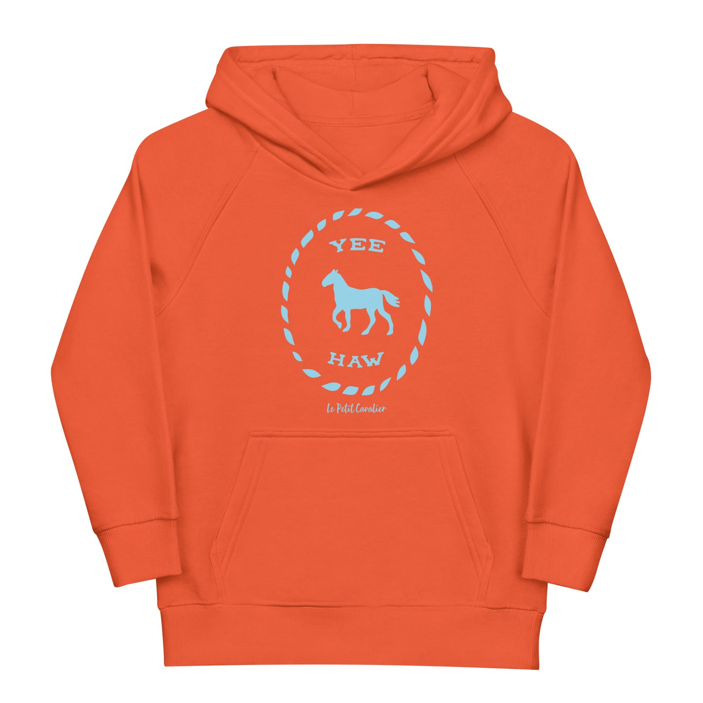 Sweat capuche enfant écologique - YEEHAW Logo avant bleu