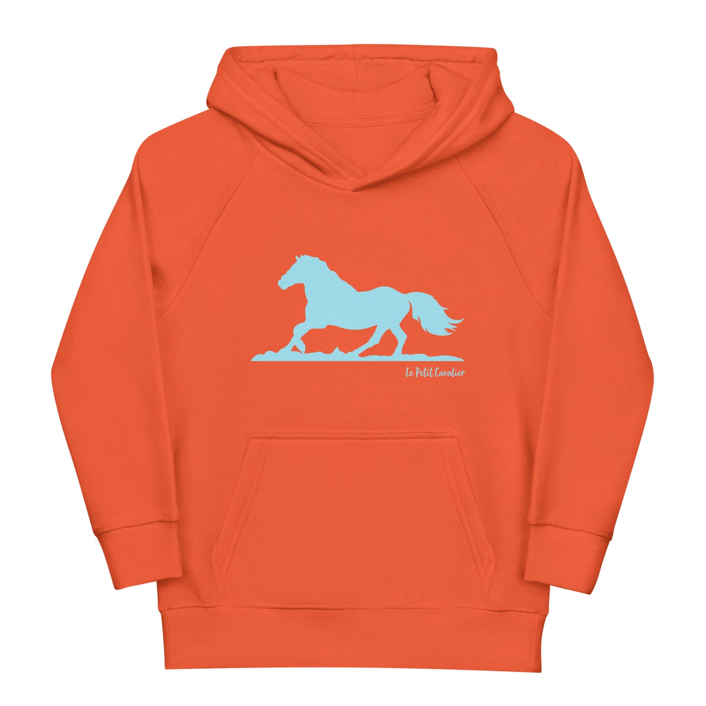 Sweat capuche enfant écologique - HORSE cheval Logo avant Bleu