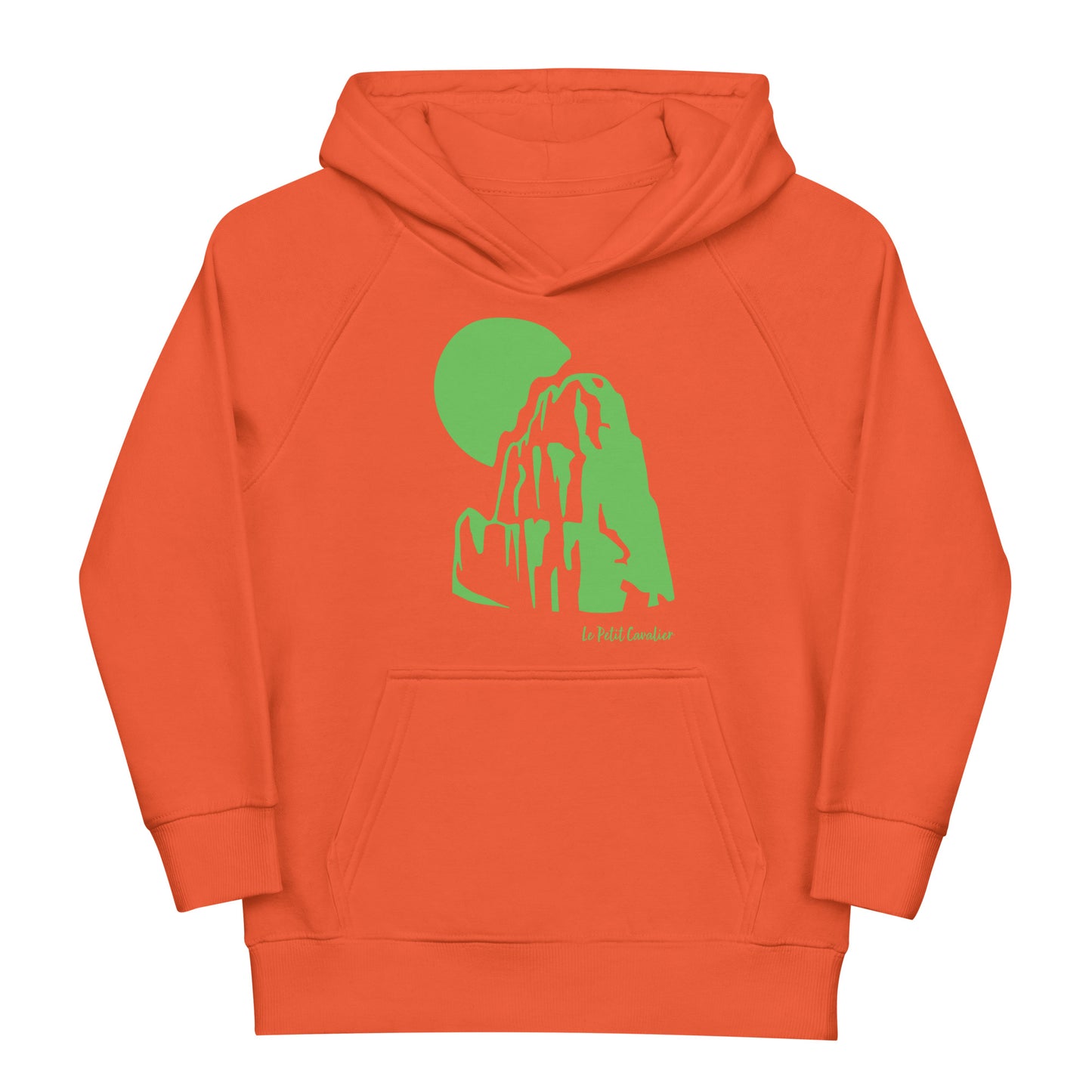 Sweat capuche enfant écologique - MOUNTAIN Logo avant Vert