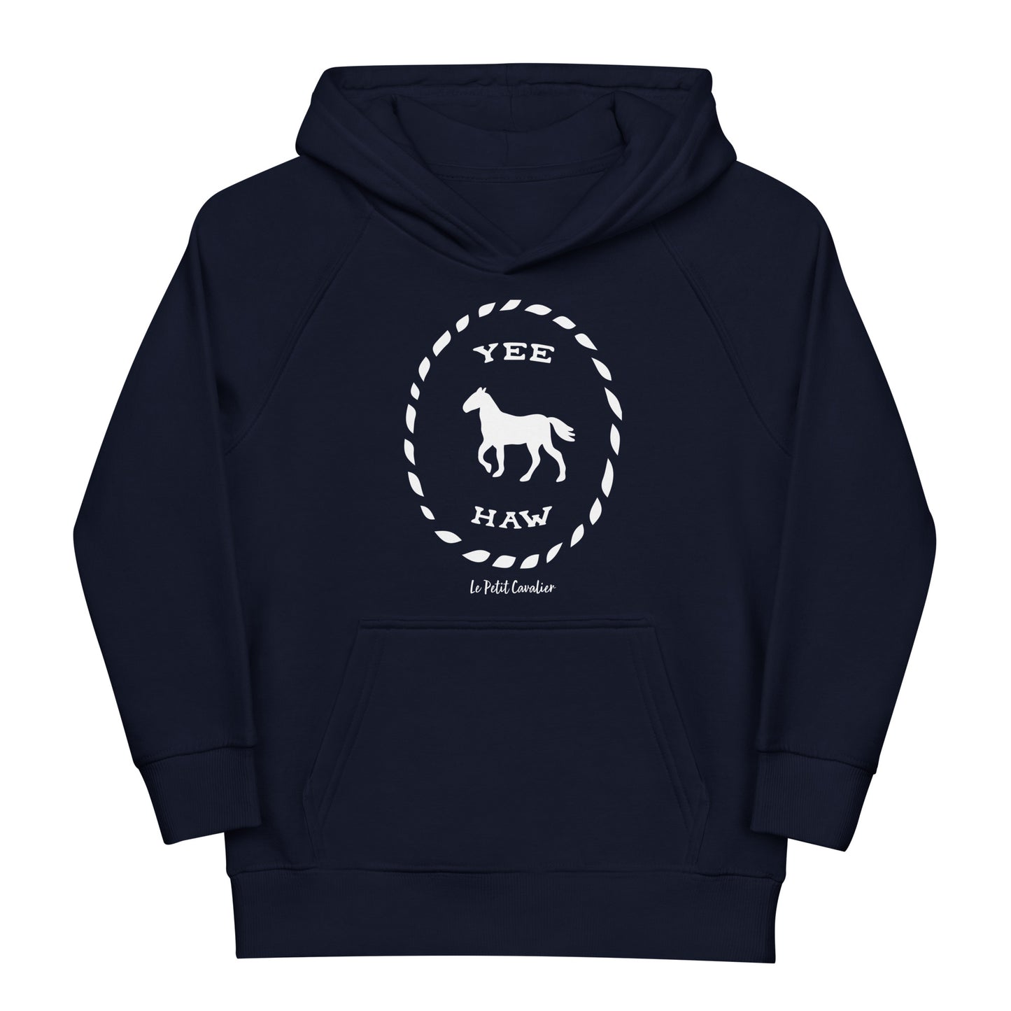 Sweat capuche enfant écologique - YEEHAW Logo avant blanc
