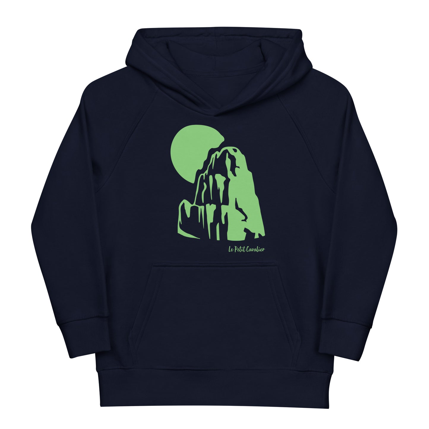 Sweat capuche enfant écologique - MOUNTAIN Logo avant Vert
