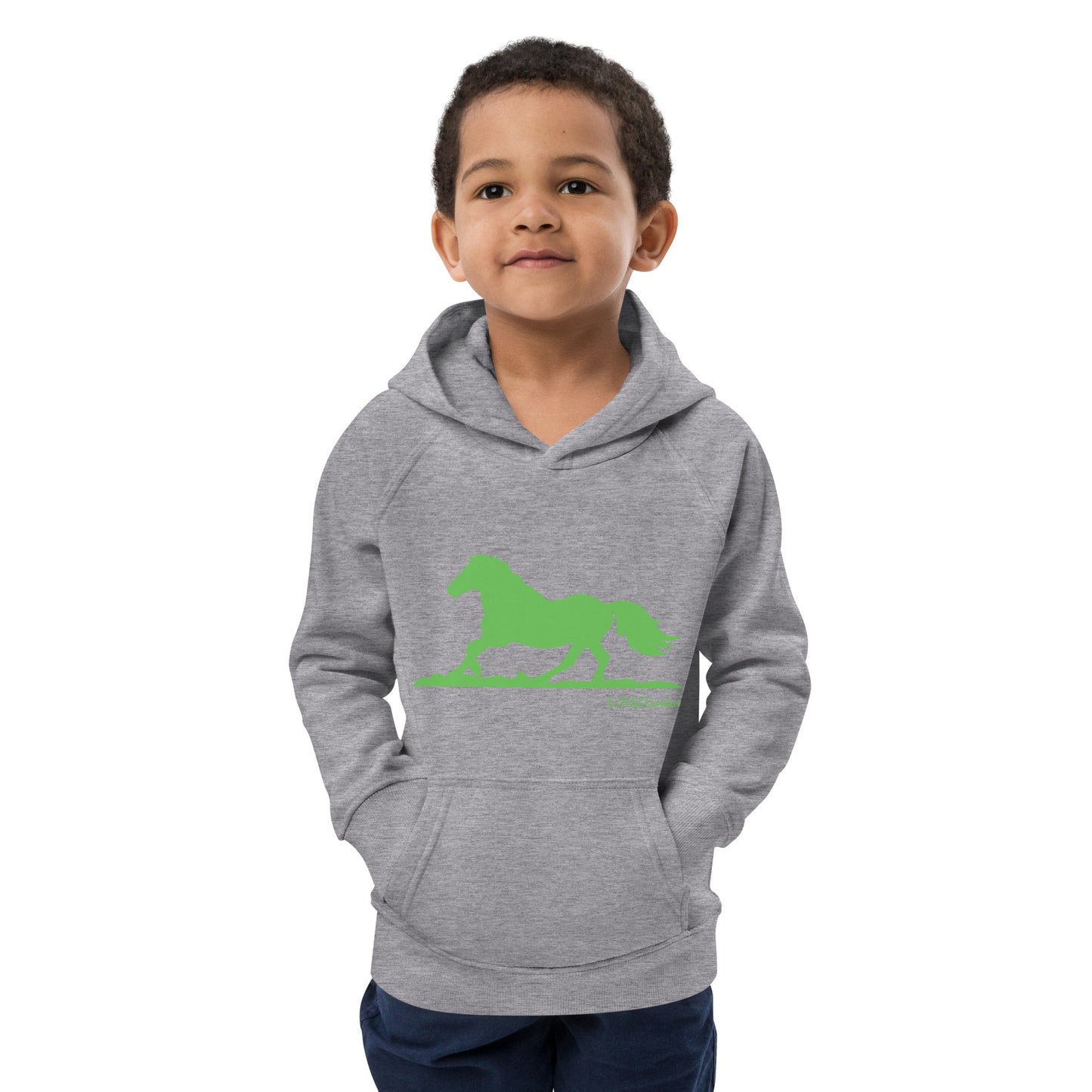 Sweat capuche enfant écologique - HORSE Logo avant Vert
