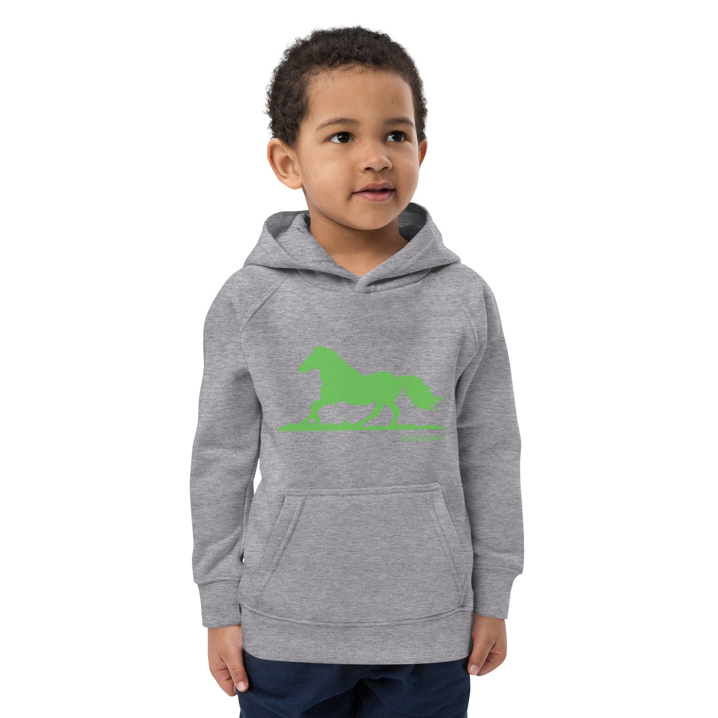 Sweat capuche enfant écologique - HORSE Logo avant Vert
