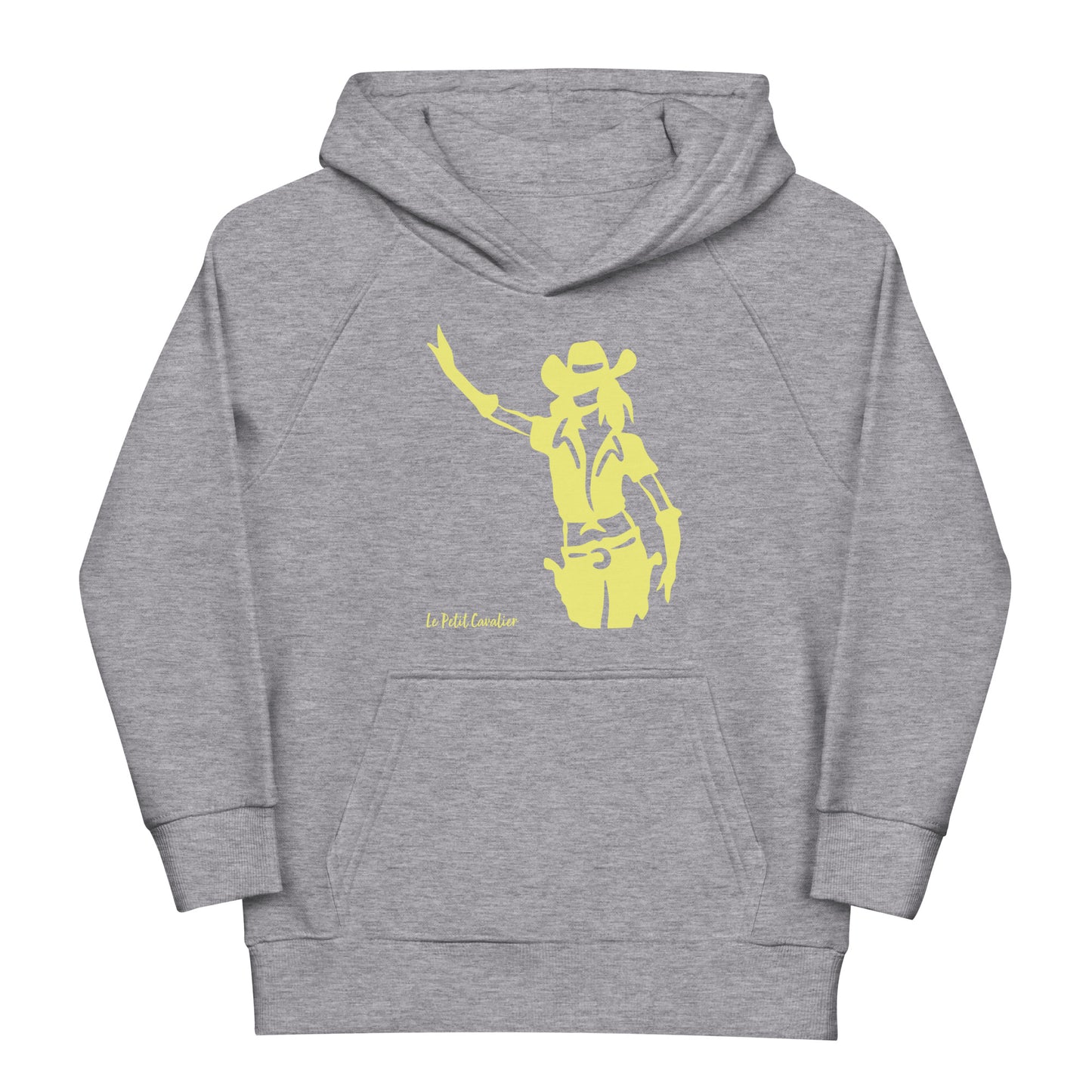 Sweat capuche enfant écologique - COWGIRL Logo avant Jaune