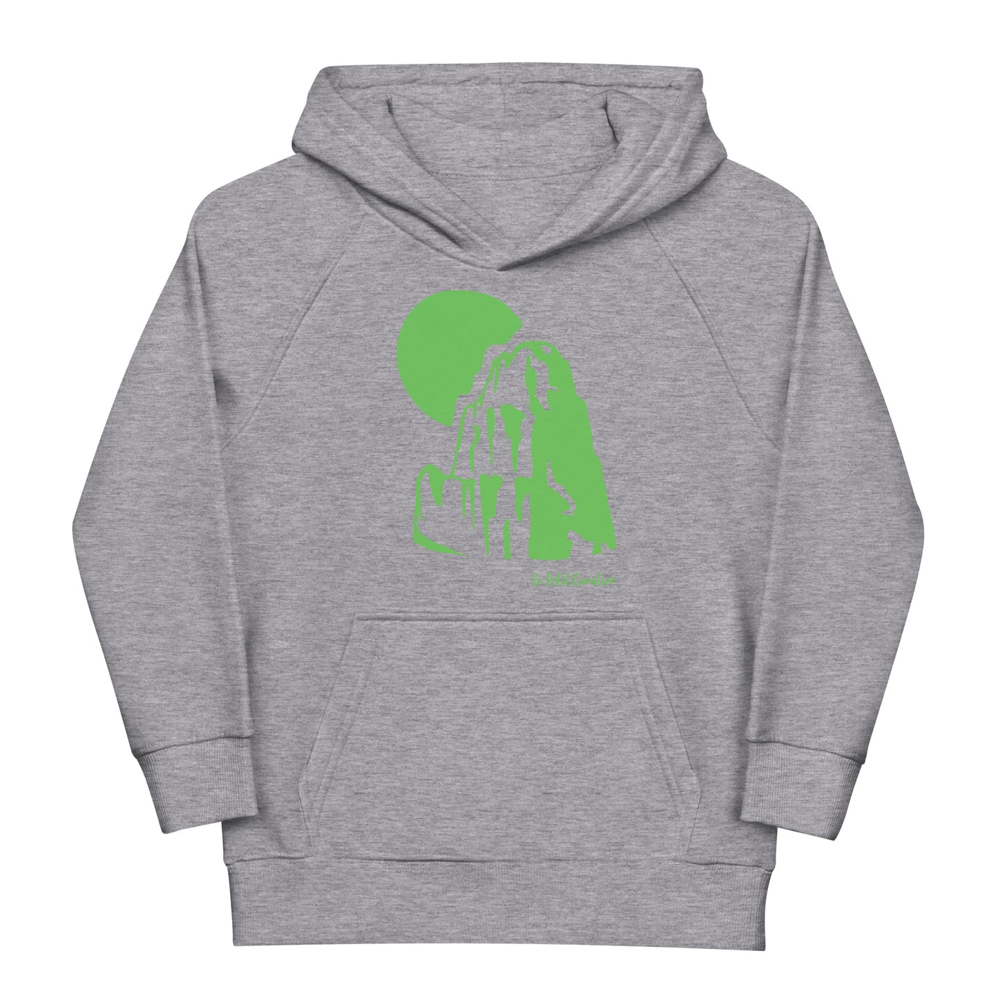 Sweat capuche enfant écologique - MOUNTAIN Logo avant Vert