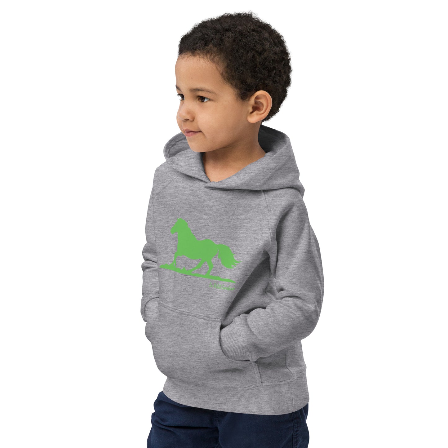 Sweat capuche enfant écologique - HORSE Logo avant Vert