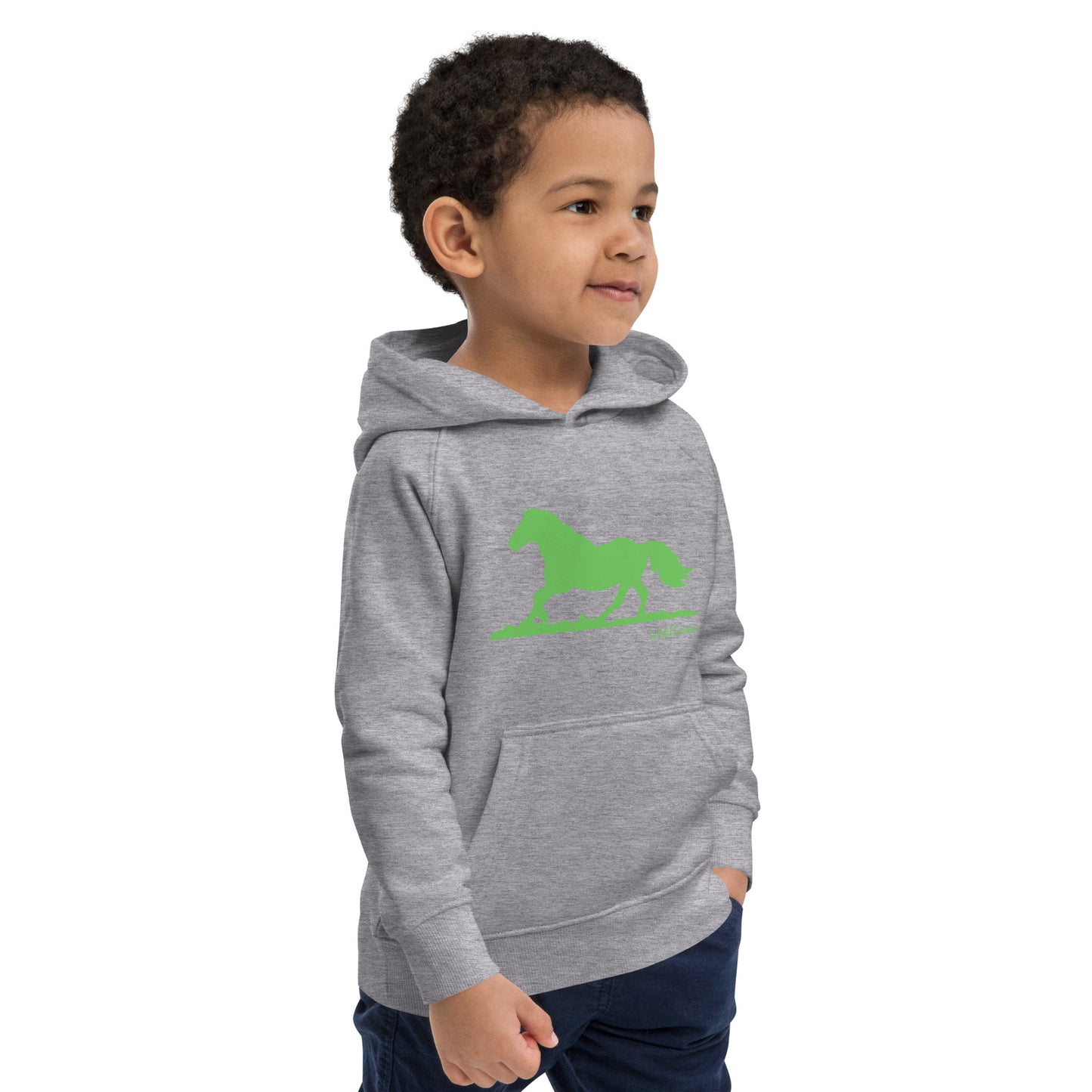 Sweat capuche enfant écologique - HORSE Logo avant Vert