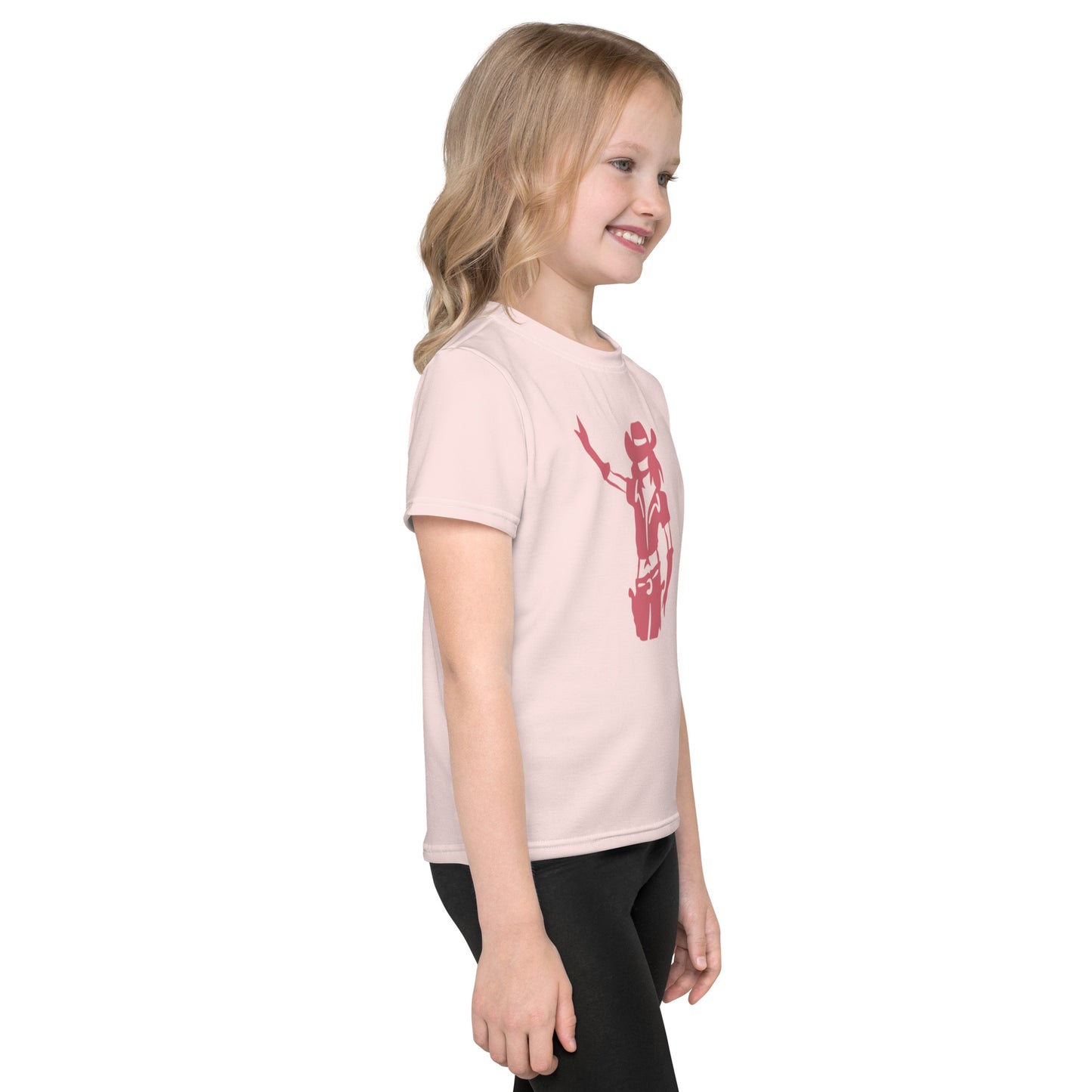 T-shirt technique enfant - Cowgirl logo rose