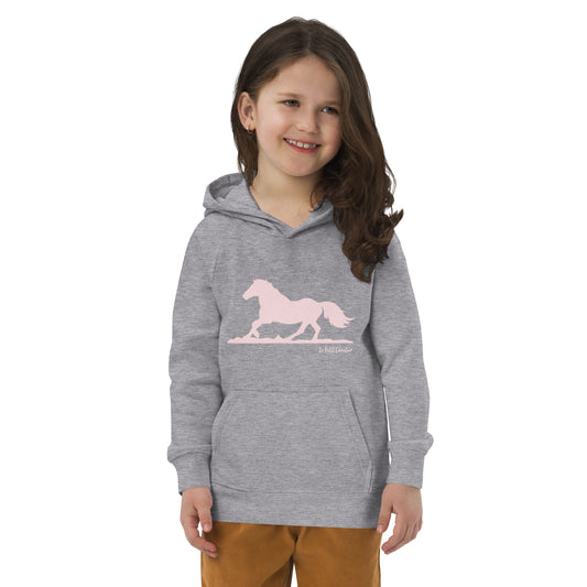 Sweat capuche enfant écologique - HORSE Logo avant Rose