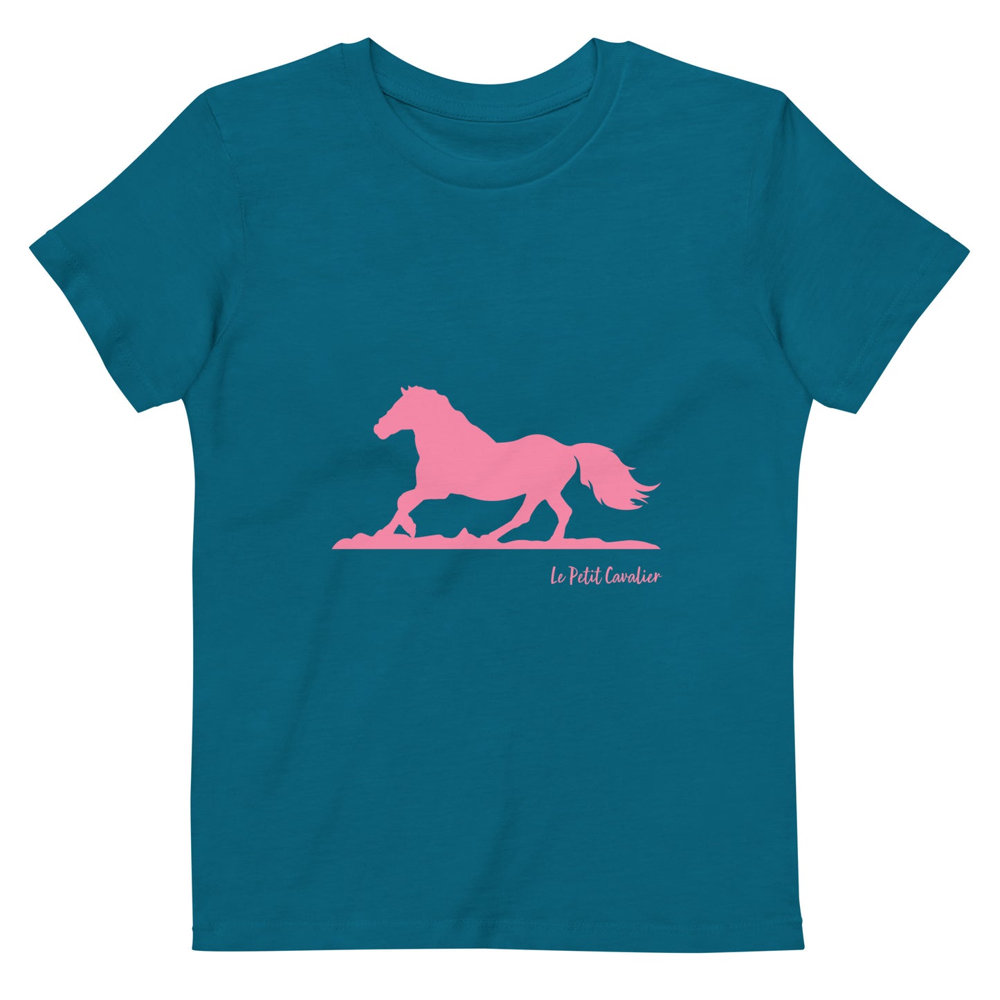 T-shirt enfant 100% coton bio - Cheval rose