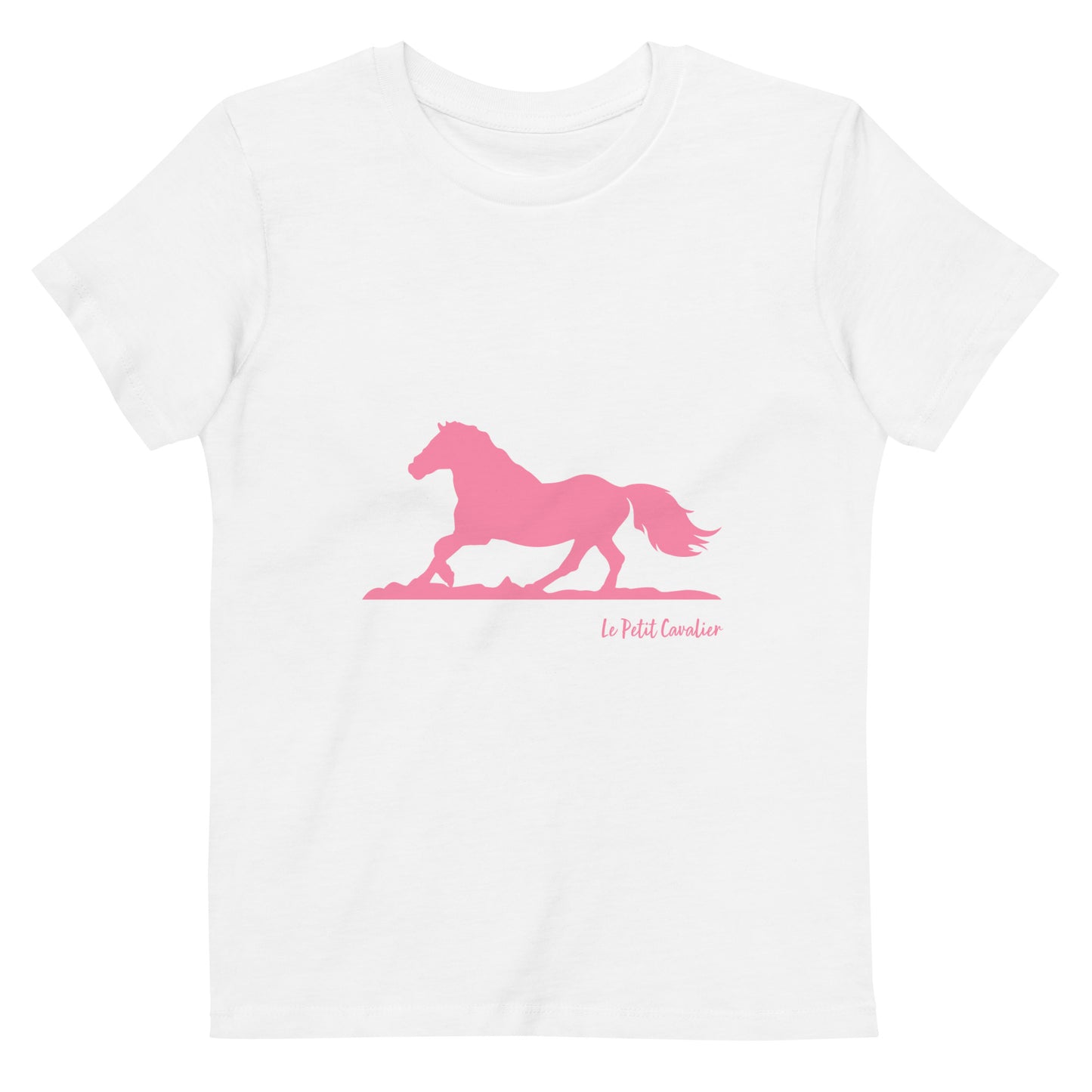 T-shirt enfant 100% coton bio - Cheval rose