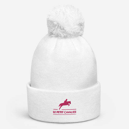 Bonnet à pompon Logo Rose